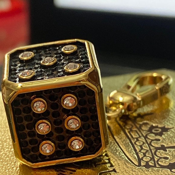 RARE! Y2K JUICY COUTURE PAVE BLACK DICE CHARM SWAROVSKI CRYSTALS BLING - Picture 5 of 9